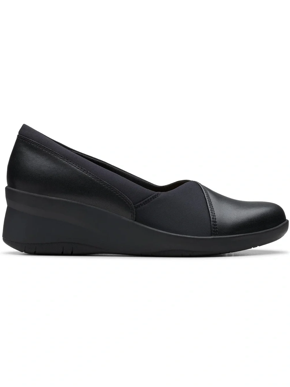 Clarks Women's Suttyn Walk Wedge Blk leather 11W 1281-1